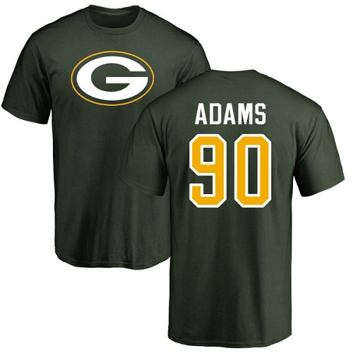 Men Green Bay Packers Green #90 Adams Montravius Name And Number Logo Nike NFL T Shirt